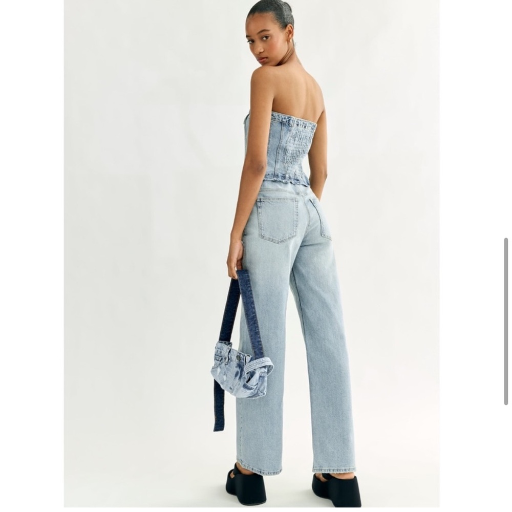 Zara denim light wash tube jumpsuit size medium - Picture 8 of 13